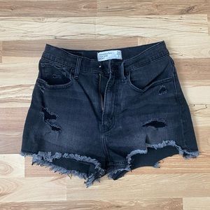 Abercrombie Curve Love distressed jean shorts (black)